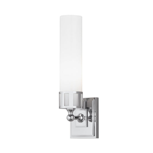 Norwell Lighting Astor 15" x 4" 1-Light Chrome Horizontal/Vertical LED Vanity Wall Sconce With Shiny Opal Glass Diffuser