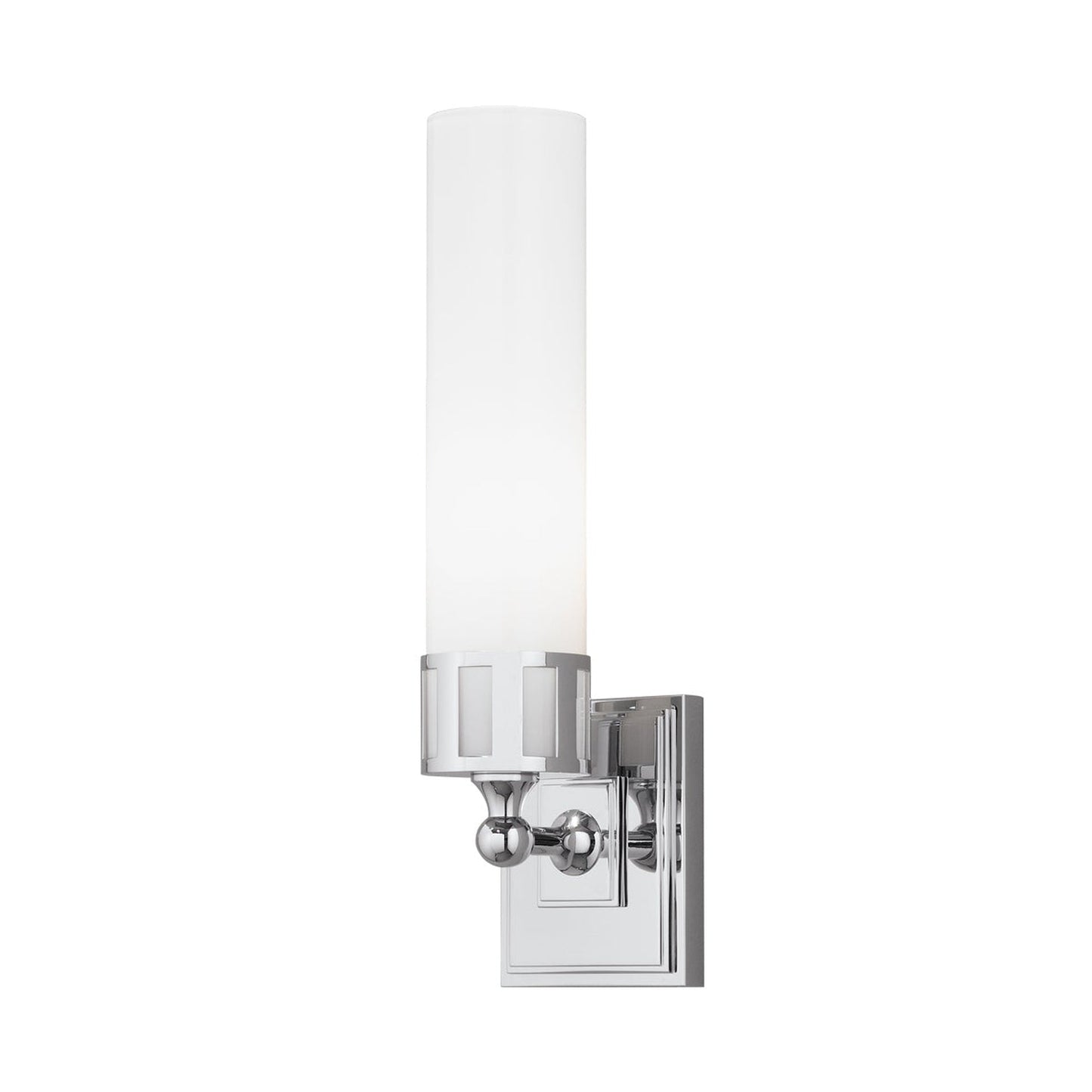 Norwell Lighting Astor 15" x 4" 1-Light Chrome Horizontal/Vertical Vanity Wall Sconce With Shiny Opal Glass Diffuser