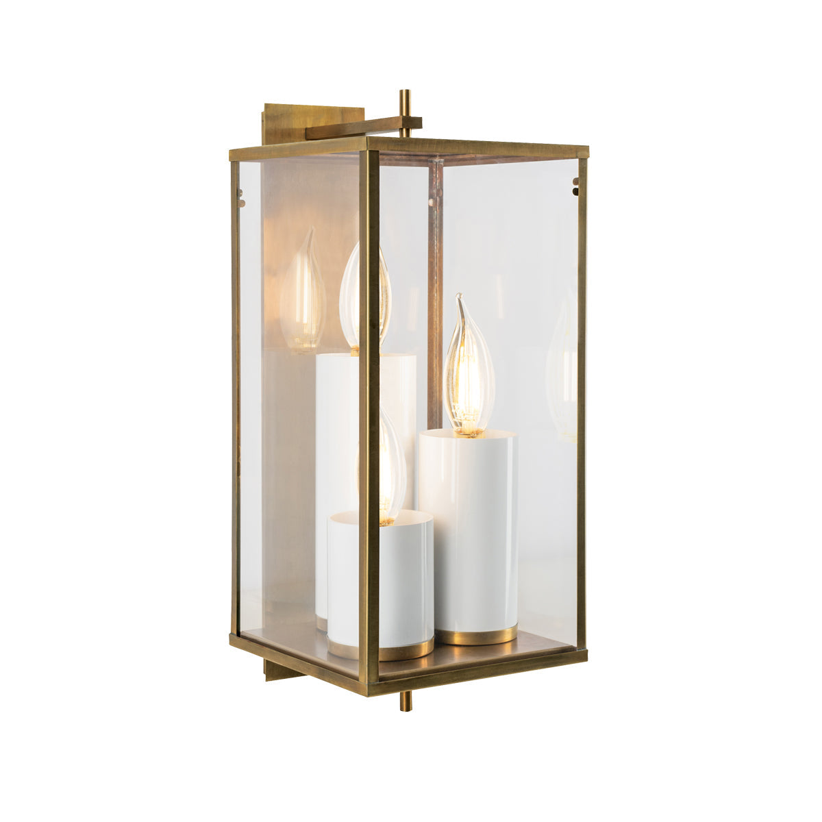 Norwell Lighting Back Bay 25" x 10" 3-Light Aged Brass Large Outdoor Wall Light , American Made