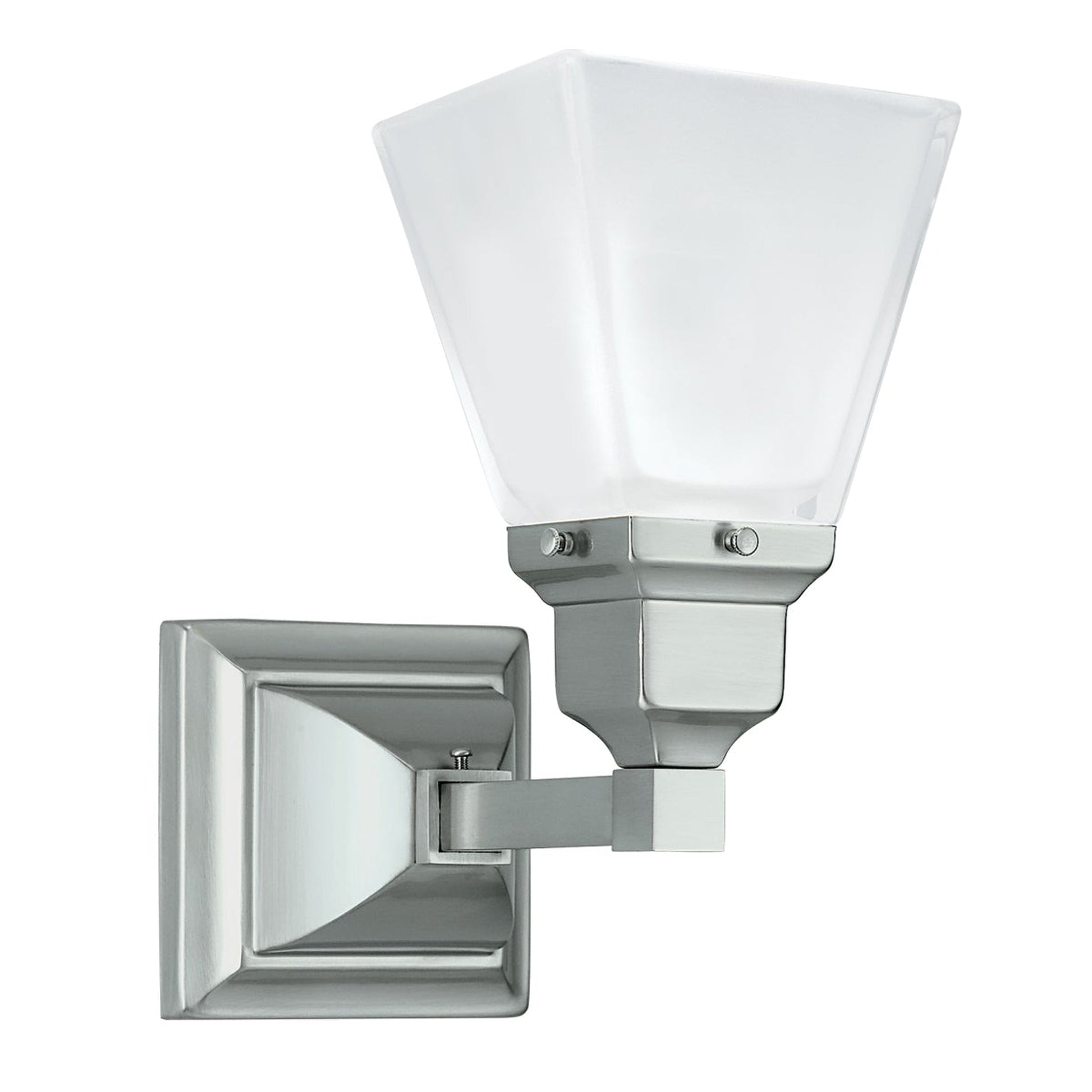 Norwell Lighting Birmingham 9" x 5" 1-Light Brushed Nickel Vanity Lighting With Square Glass Diffuser