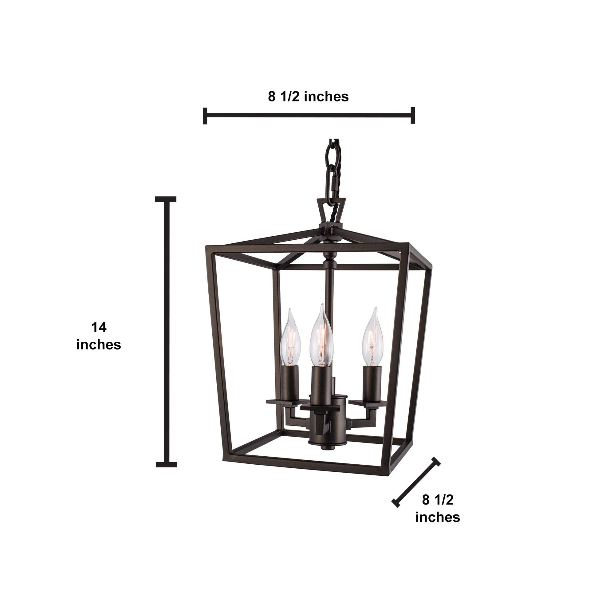 Norwell Lighting Cage 14" x 9" 3-Light Bronze Mini Chandelier