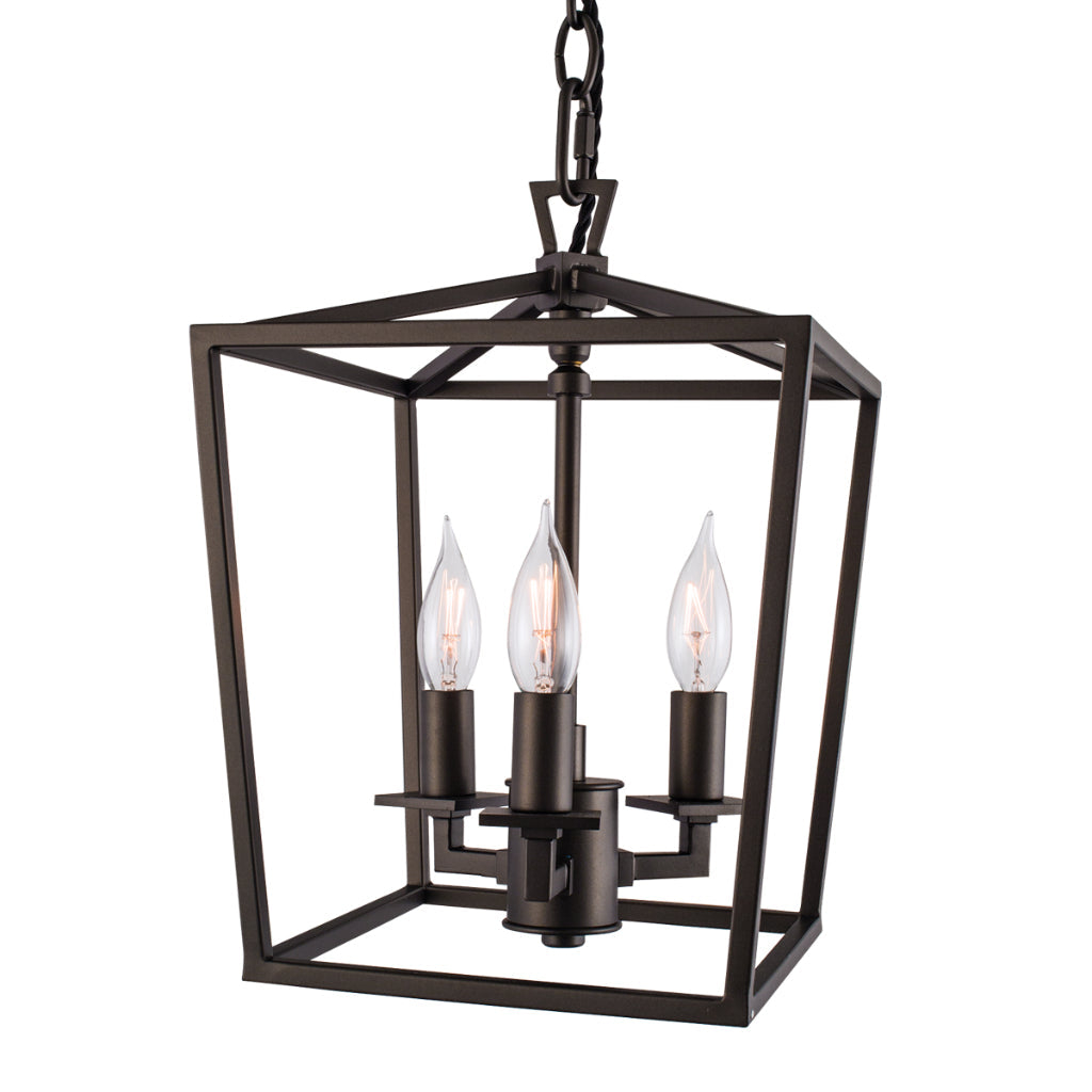 Norwell Lighting Cage 14" x 9" 3-Light Bronze Mini Chandelier