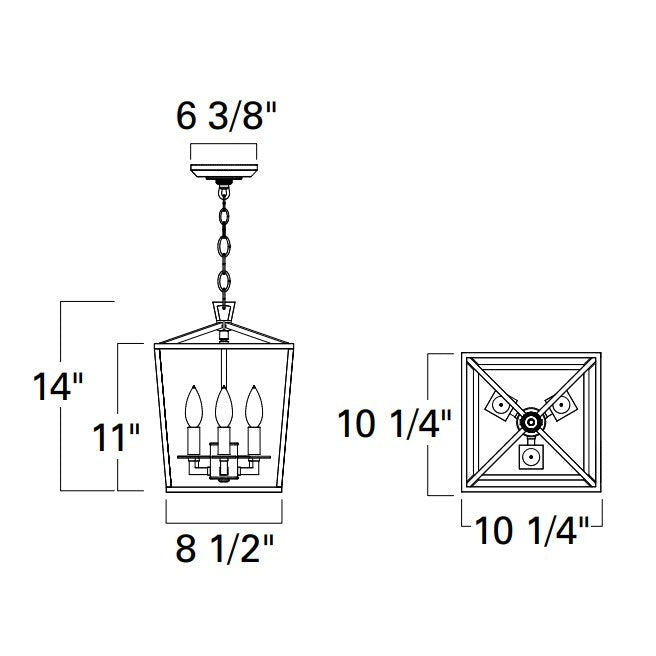 Norwell Lighting Cage 14" x 9" 3-Light Matte Black Mini Chandelier