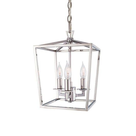 Norwell Lighting Cage 14" x 9" 3-Light Polished Nickel Mini Chandelier