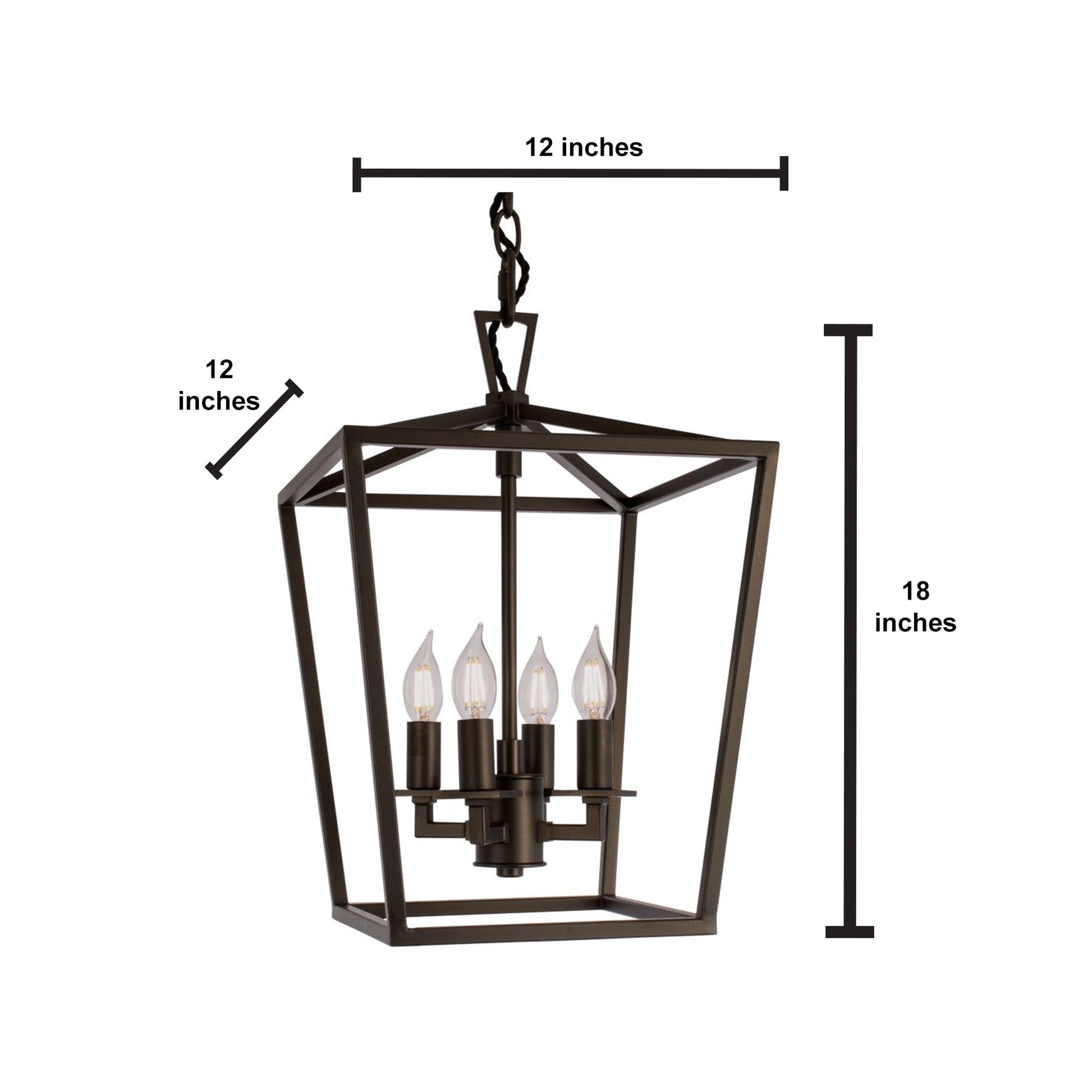 Norwell Lighting Cage 18" x 12" 4-Light Bronze Small Chandelier