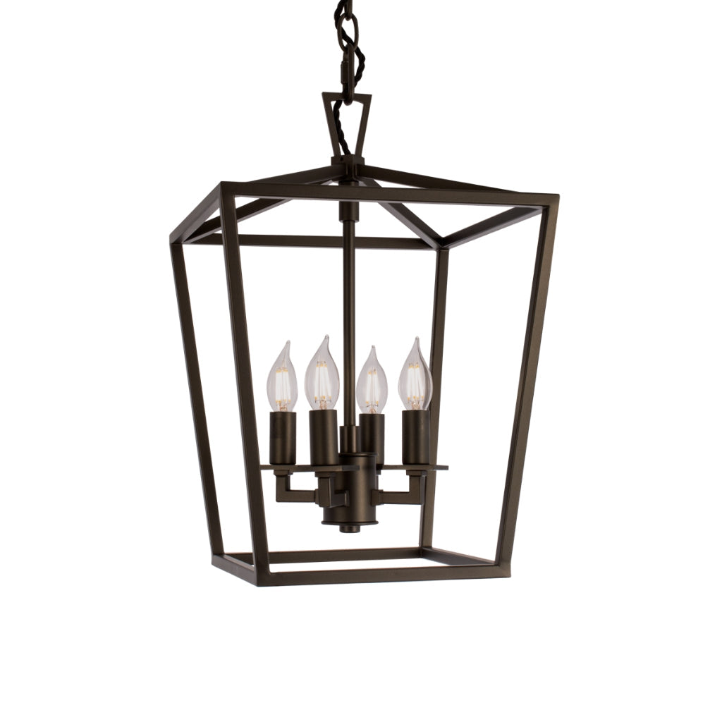 Norwell Lighting Cage 18" x 12" 4-Light Bronze Small Chandelier