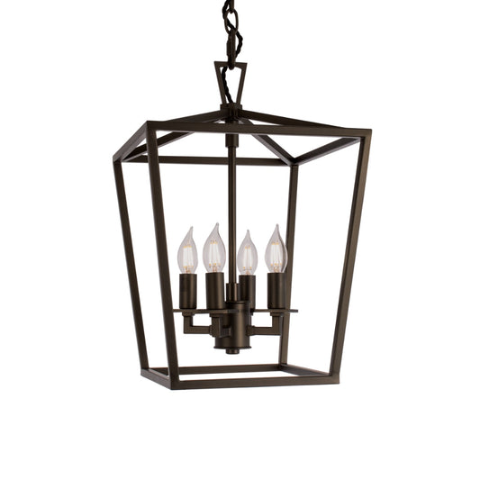 Norwell Lighting Cage 18" x 12" 4-Light Bronze Small Chandelier