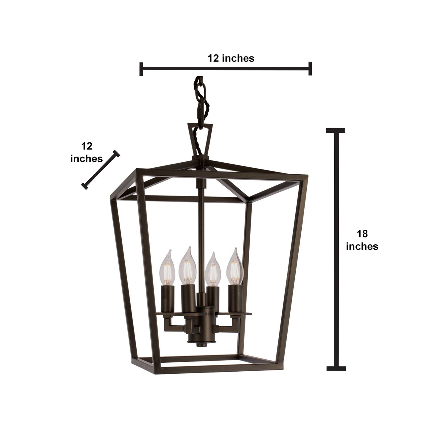 Norwell Lighting Cage 18" x 12" 4-Light Matte Black Small Chandelier