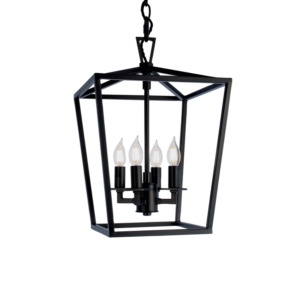 Norwell Lighting Cage 18" x 12" 4-Light Matte Black Small Chandelier