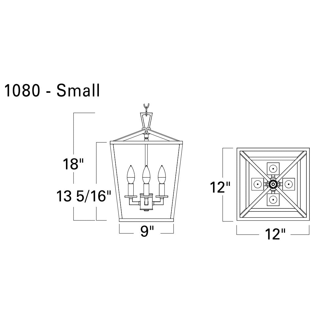 Norwell Lighting Cage 18" x 12" 4-Light Polished Nickel Small Chandelier