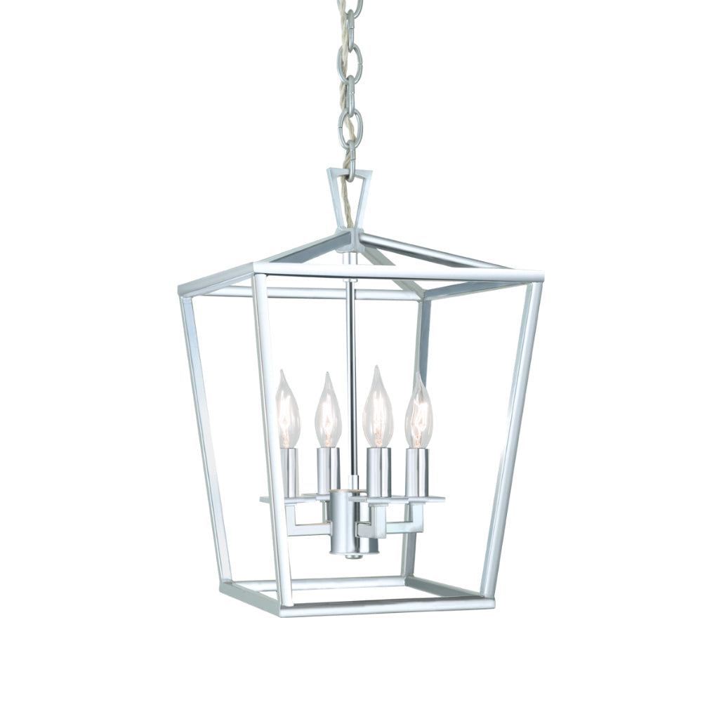 Norwell Lighting Cage 18" x 12" 4-Light Polished Nickel Small Chandelier