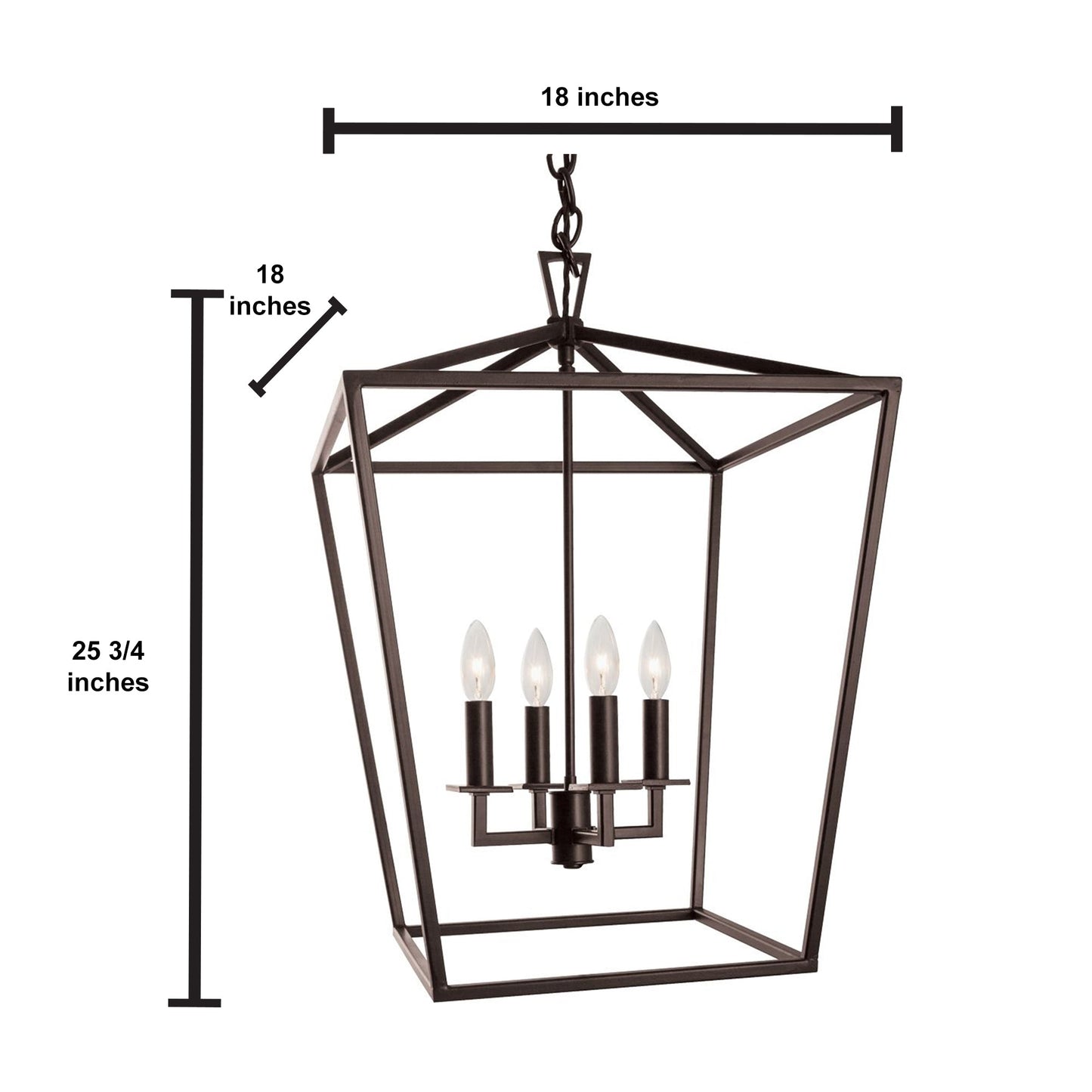 Norwell Lighting Cage 26" x 18" 4-Light Matte Black Medium Chandelier