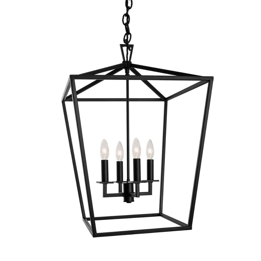 Norwell Lighting Cage 26" x 18" 4-Light Matte Black Medium Chandelier