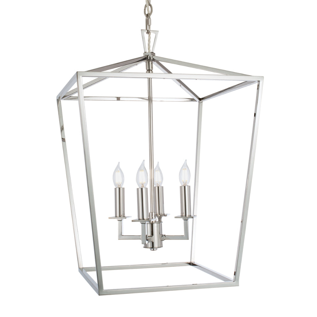 Norwell Lighting Cage 26" x 18" 4-Light Polished Nickel Medium Chandelier