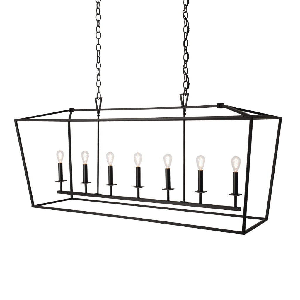 Norwell Lighting Cage 26" x 18" 7-Light Linear Matte Black Chandelier