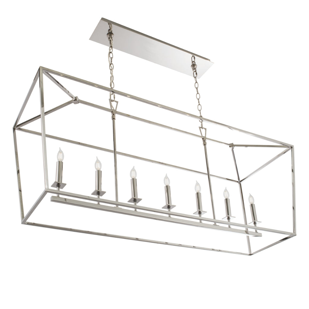 Norwell Lighting Cage 26" x 18" 7-Light Linear Polished Nickel Chandelier