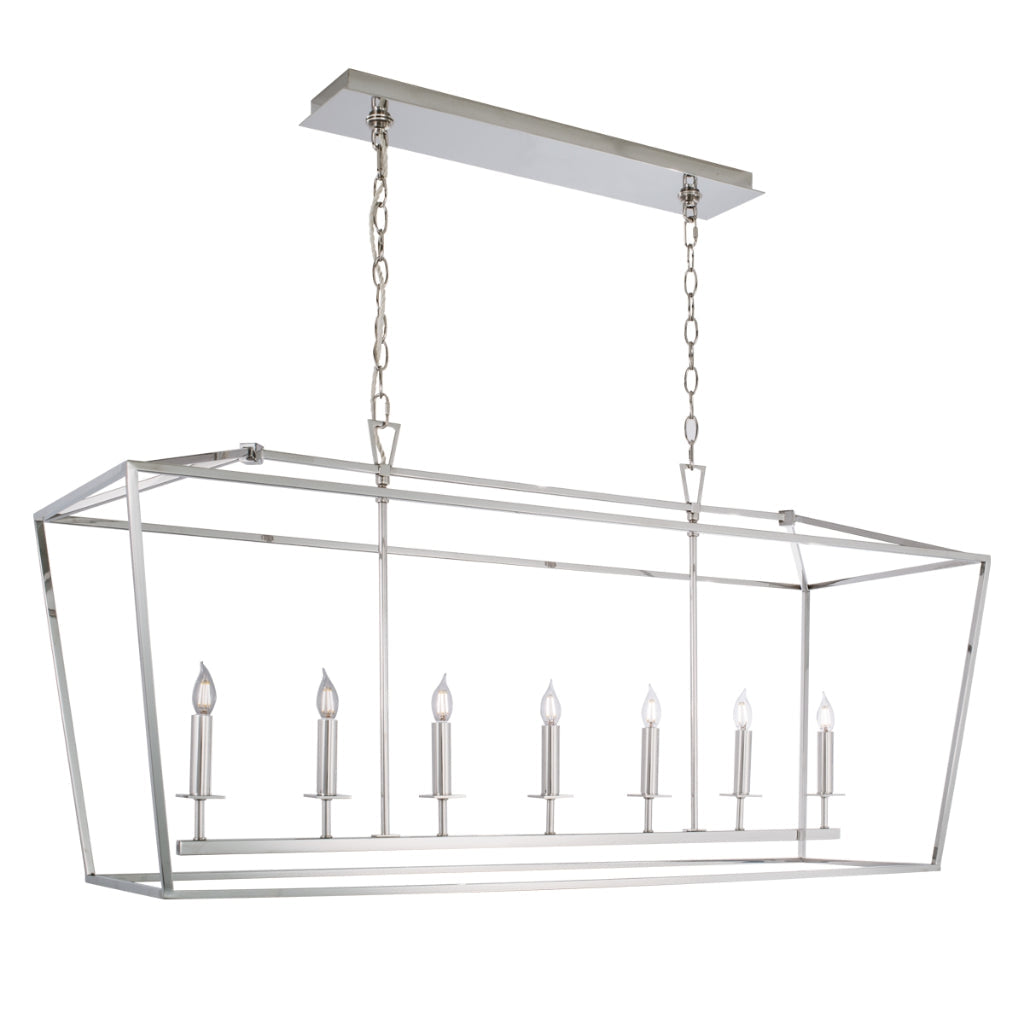 Norwell Lighting Cage 26" x 18" 7-Light Linear Polished Nickel Chandelier