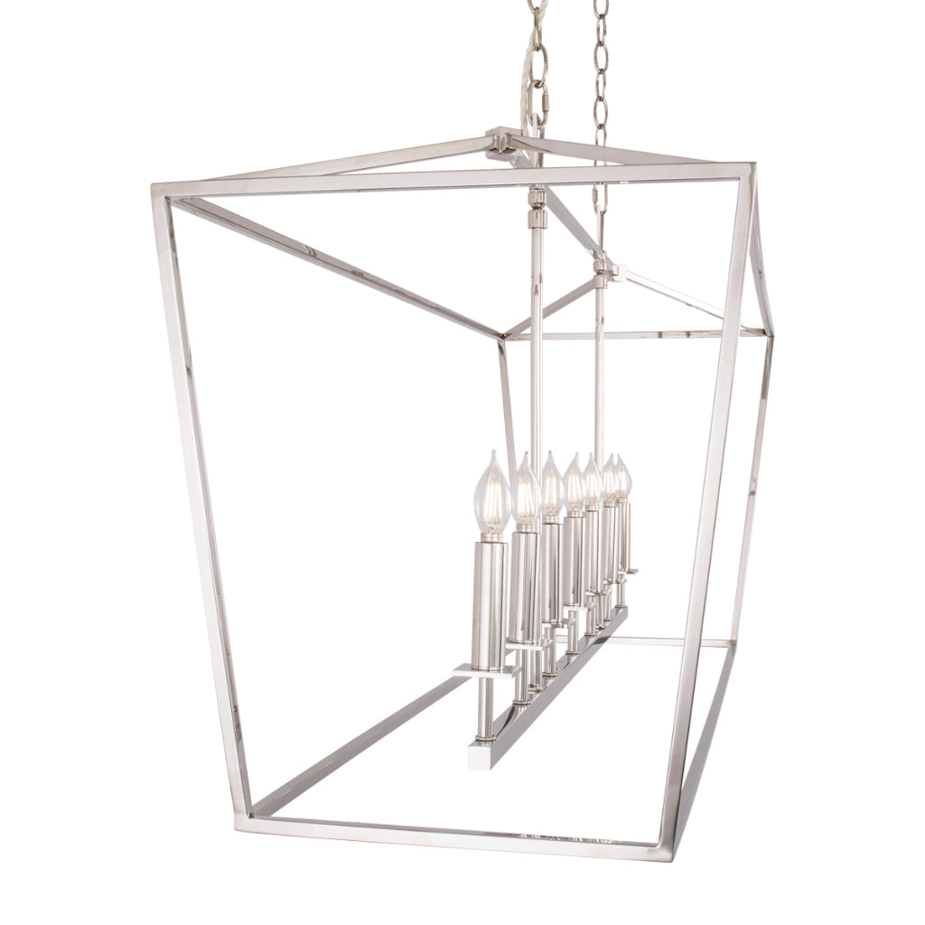 Norwell Lighting Cage 26" x 18" 7-Light Linear Polished Nickel Chandelier