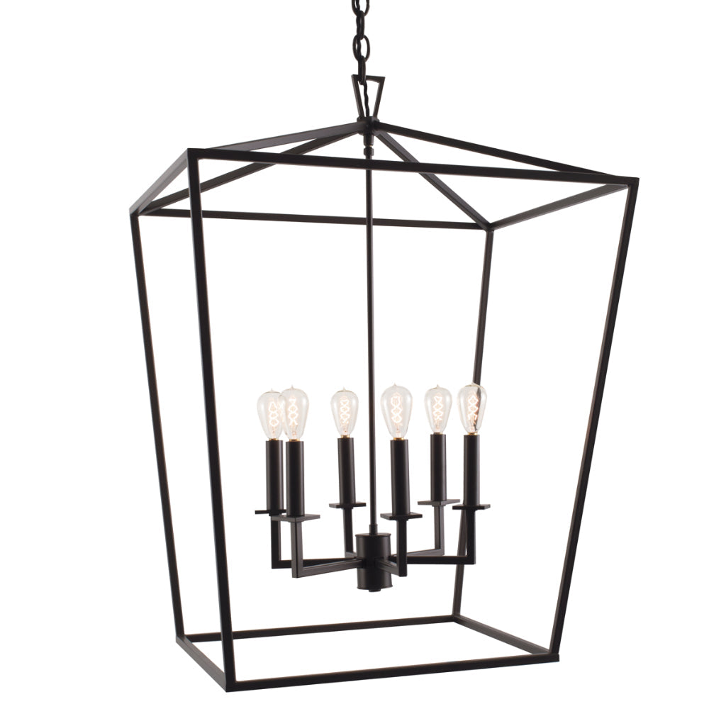 Norwell Lighting Cage 34" x 24" 6-Light Matte Black Large Chandelier