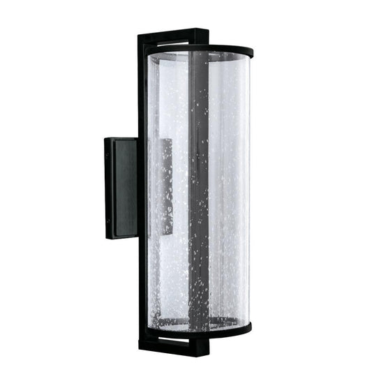 Norwell Lighting Candela 19" x 7" 1-Light Large Matte Black Outdoor Wall LED Light With Seedy Glass Diffuser