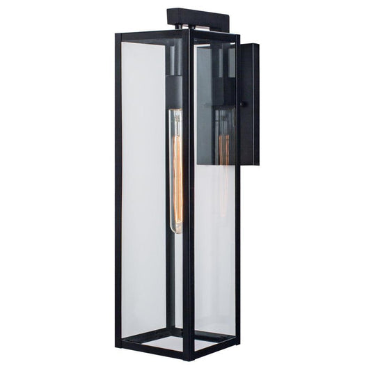 Norwell Lighting Capture 21" x 6" 1-Light Matte Black Brass Large Outdoor Wall Light With Clear Glass Diffuser