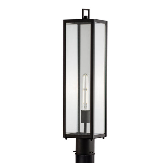 Norwell Lighting Capture 25" x 6" 1-Light Matte Black Brass Outdoor Post Light With Clear Glass Diffuser