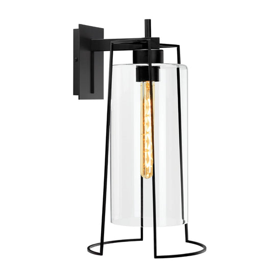 Norwell Lighting Cere 19" x 9" 1-Light Matte Black Indoor/Outdoor Wall Light With Clear Glass Diffuser