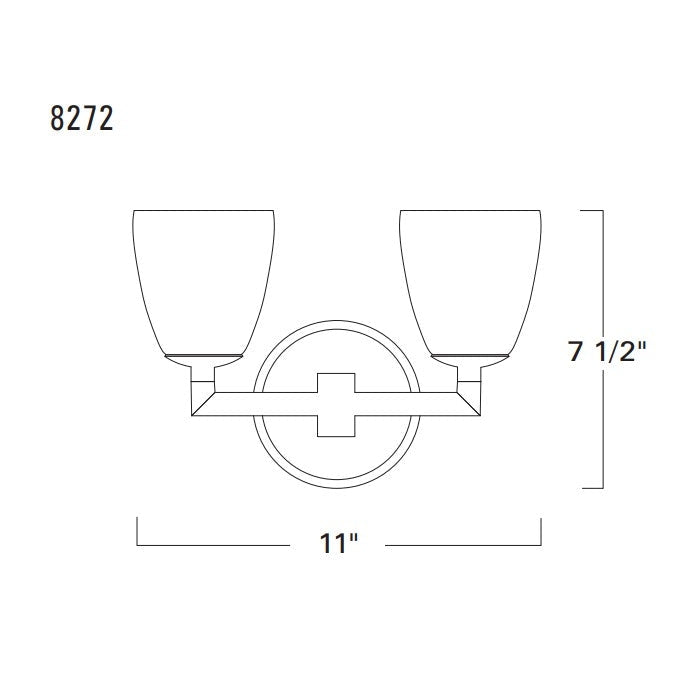 Norwell Lighting Chancellor 8" x 11" 2-Light Chrome Vanity Wall Sconce With Matte Opal Glass Diffuser