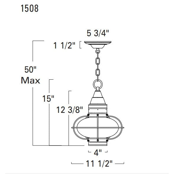 Norwell Lighting Classic Onion 15" x 11" 1-Light Black Medium Pendant With Seedy Glass Diffuser