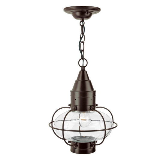 Norwell Lighting Classic Onion 15" x 11" 1-Light Bronze Medium Pendant With Clear Glass Diffuser