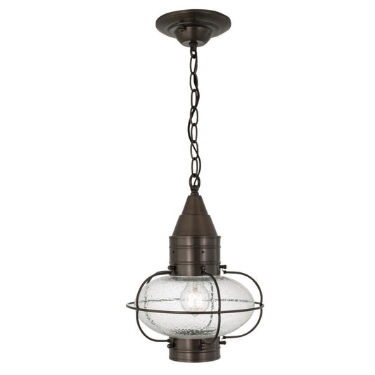 Norwell Lighting Classic Onion 15" x 11" 1-Light Bronze Medium Pendant With Seedy Glass Diffuser