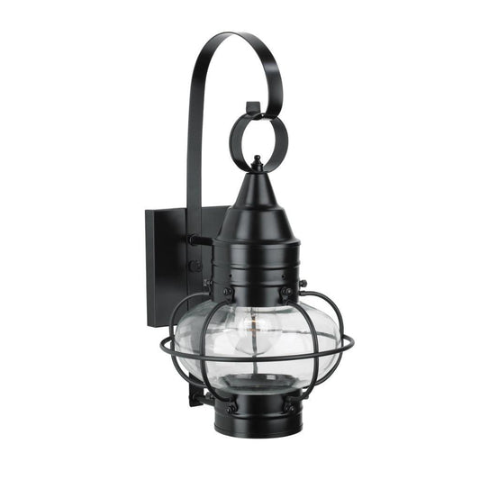 Norwell Lighting Classic Onion 16" x 9" 1-Light Black Small Outdoor Wall Light With Clear Glass Diffuser