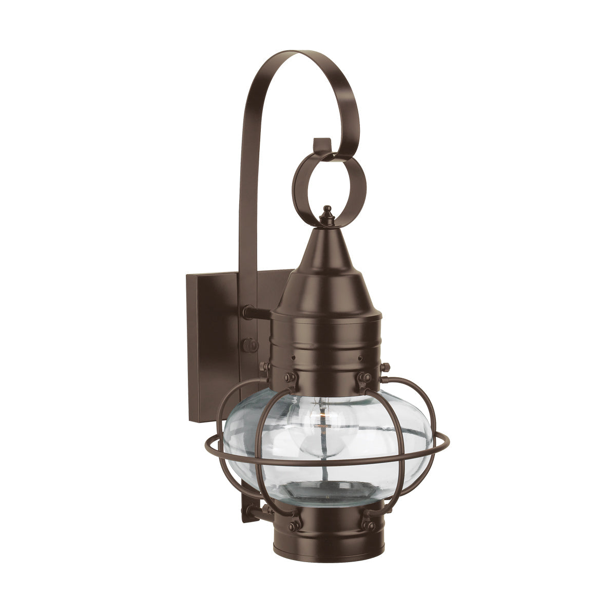 Norwell Lighting Classic Onion 16" x 9" 1-Light Bronze Small Outdoor Wall Light With Clear Glass Diffuser