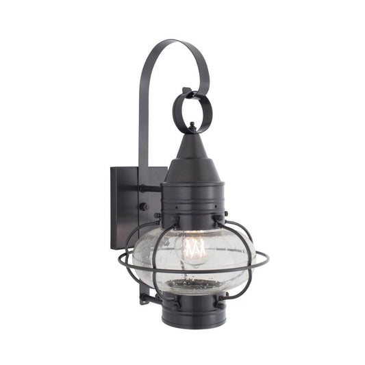 Norwell Lighting Classic Onion 16" x 9" 1-Light Gun Metal Small Outdoor Wall Light With Seedy Glass Diffuser
