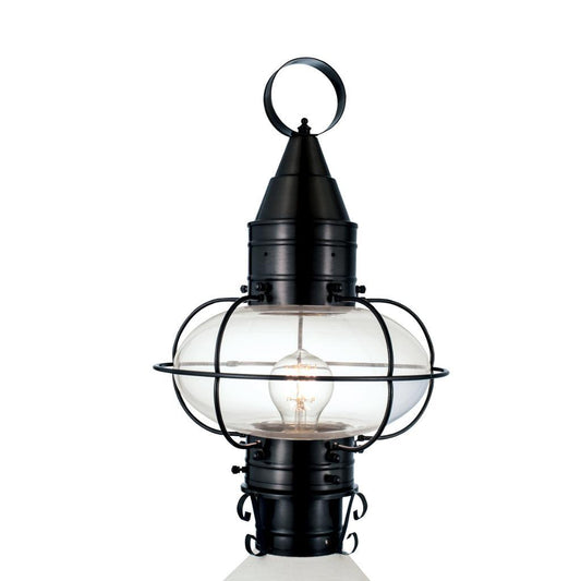 Norwell Lighting Classic Onion 18" x 11" 1-Light Black Medium Outdoor Post Light With Clear Glass Diffuser