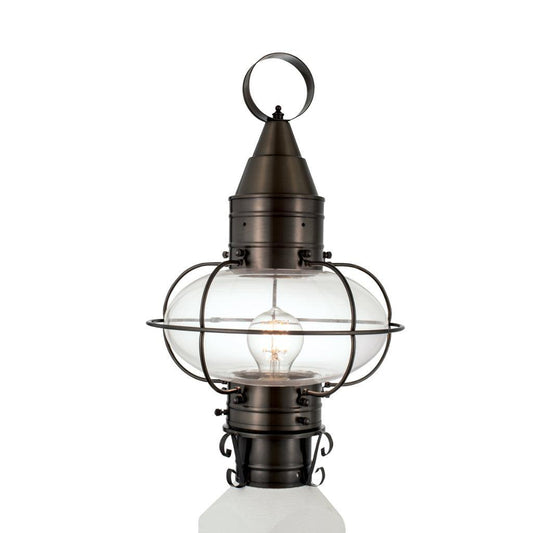 Norwell Lighting Classic Onion 18" x 11" 1-Light Bronze Medium Outdoor Post Light With Clear Glass Diffuser