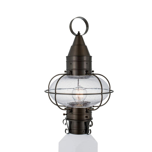 Norwell Lighting Classic Onion 18" x 11" 1-Light Bronze Medium Outdoor Post Light With Seedy Glass Diffuser