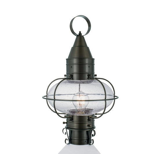 Norwell Lighting Classic Onion 18" x 11" 1-Light Gun Metal Medium Outdoor Post Light With Seedy Glass Diffuser