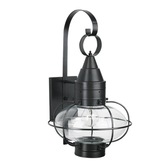 Norwell Lighting Classic Onion 19" x 11" 1-Light Black Medium Outdoor Wall Light With Clear Glass Diffuser