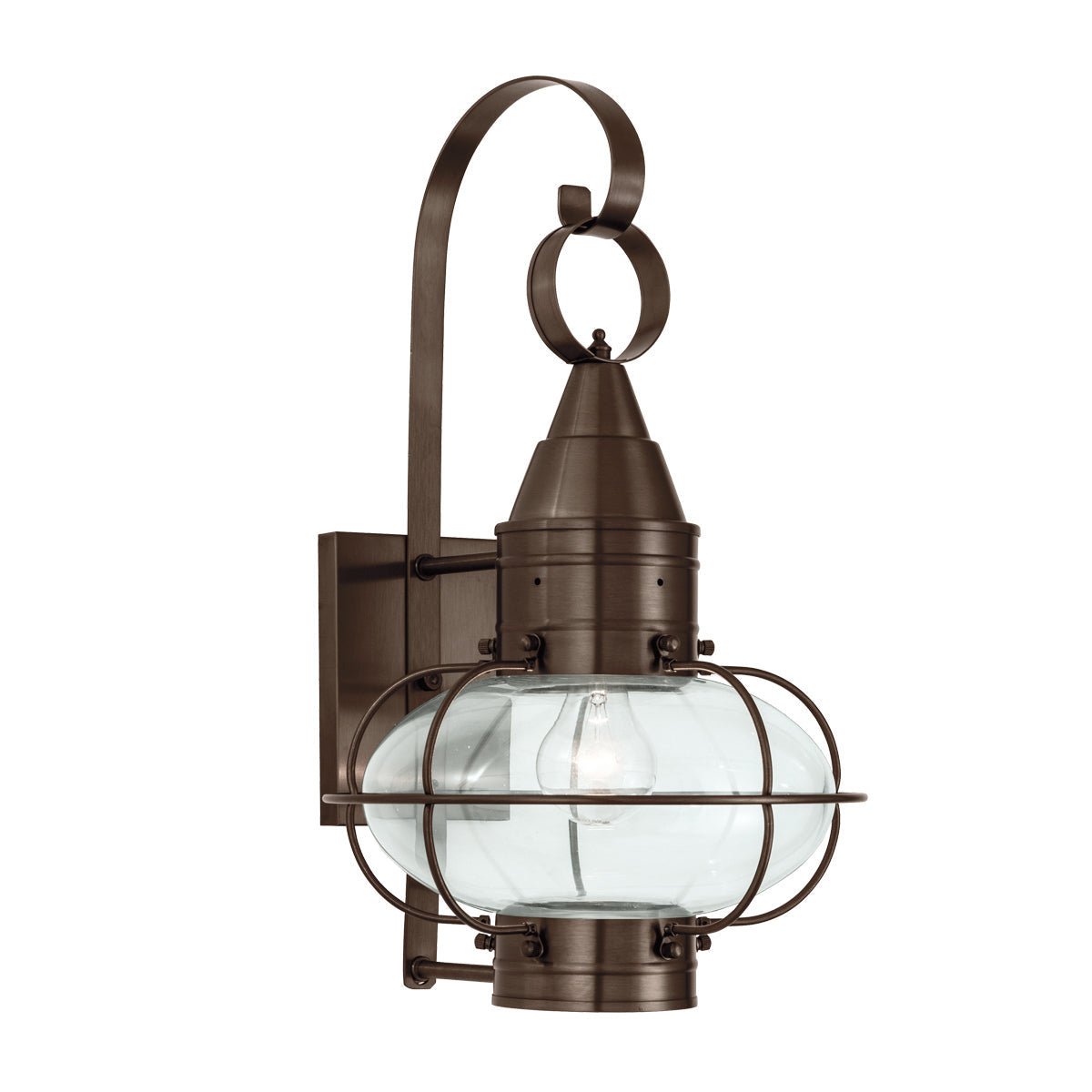 Norwell Lighting Classic Onion 19" x 11" 1-Light Bronze Medium Outdoor Wall Light With Clear Glass Diffuser