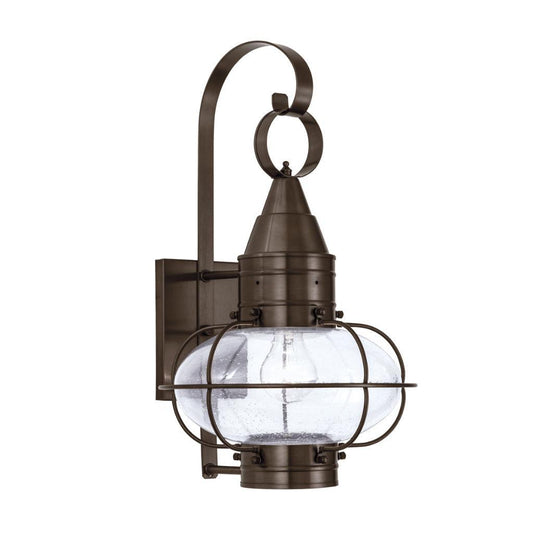 Norwell Lighting Classic Onion 19" x 11" 1-Light Bronze Medium Outdoor Wall Light With Seedy Glass Diffuser