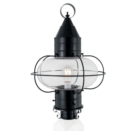 Norwell Lighting Classic Onion 22" x 15" 1-Light Black Large Outdoor Post Light With Clear Glass Diffuser