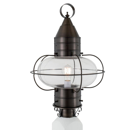 Norwell Lighting Classic Onion 22" x 15" 1-Light Bronze Large Outdoor Post Light With Clear Glass Diffuser