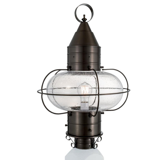 Norwell Lighting Classic Onion 22" x 15" 1-Light Bronze Large Outdoor Post Light With Seedy Glass Diffuser