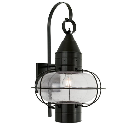 Norwell Lighting Classic Onion 24" x 15" 1-Light Black Large Outdoor Wall Light With Seedy Glass Diffuser