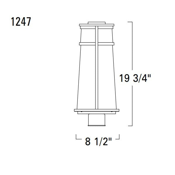 Norwell Lighting Cone 20" x 9" 1-Light Matte Black Outdoor Post Light With Clear Glass Diffuser