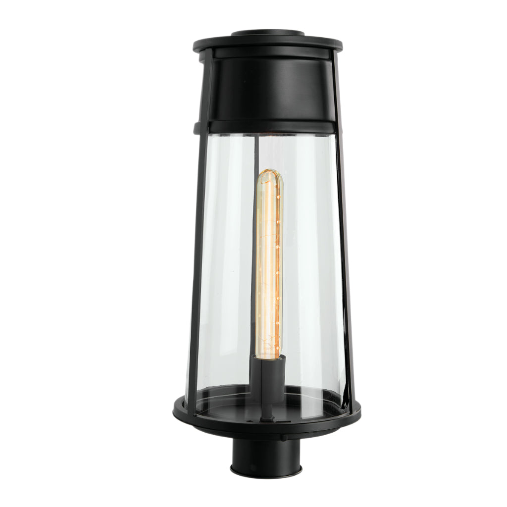 Norwell Lighting Cone 20" x 9" 1-Light Matte Black Outdoor Post Light With Clear Glass Diffuser