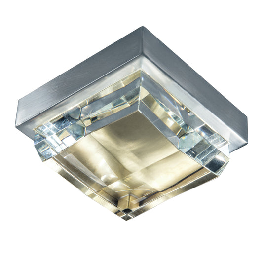 Norwell Lighting Crystal 4" x 6" -Light Brushed Nickel/Satin Brass Mini LED Flush Mount With Clear Glass Crystal Diffuser