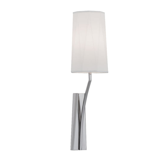 Norwell Lighting Diamond 1-Light Round Polished Nickel Steel Indoor Wall Sconce With White Fabric Shade