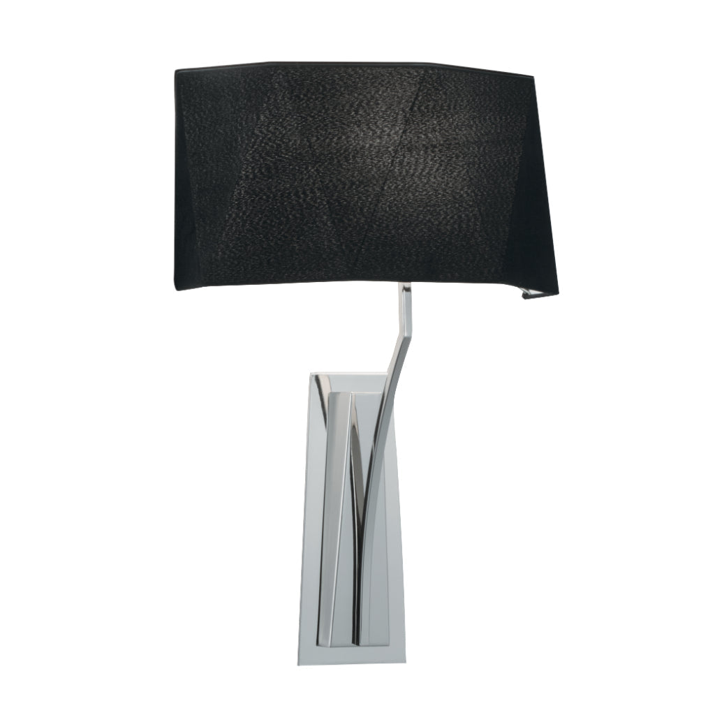 Norwell Lighting Diamond 1-Light Wide Polished Nickel Steel Indoor Wall Sconce With Black Fabric Shade